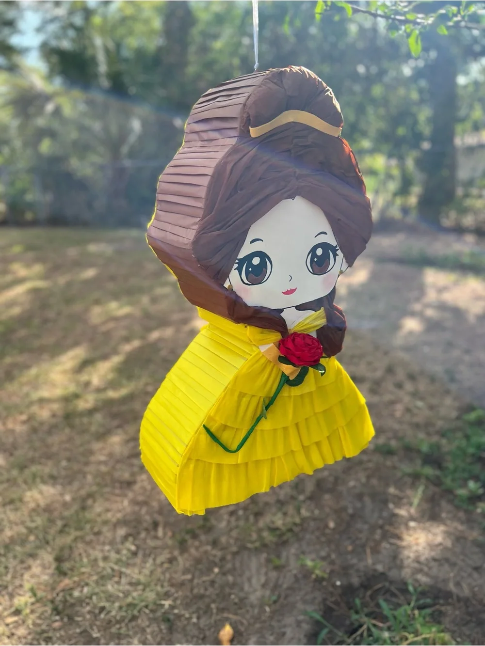 Yellow Princess Doll Piñata with Brown Hair - Party Decoration